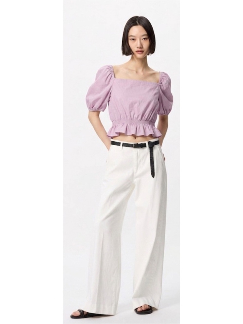 Uniqlo Puff Sleeve Blouse Size S in Purple